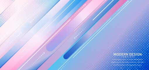 Abstract pink blue gradient diagonal geometric rounded shape overlapping background. Modern concept.