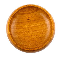Empty wooden bowl isolated on white background