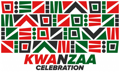 Fototapeta premium Kwanzaa Happy Celebration. African and African-American culture holiday. Seven days festival, celebrate annual from December 26 to January 1. Black history. Poster, card, banner and background. Vector