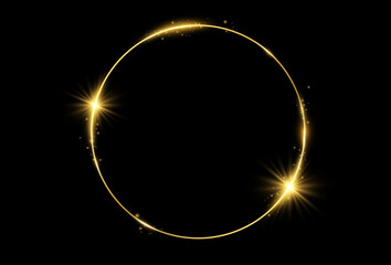 Vector illustration of a gold frame with a brush stroke.	
