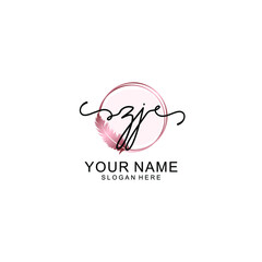 Initial ZJ Handwriting, Wedding Monogram Logo Design, Modern Minimalistic and Floral templates for Invitation cards