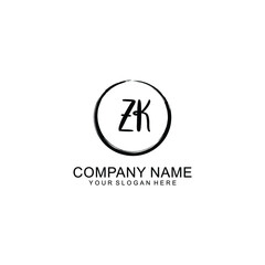 Initial ZK Handwriting, Wedding Monogram Logo Design, Modern Minimalistic and Floral templates for Invitation cards