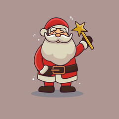 cute santa clause character holding magic canes