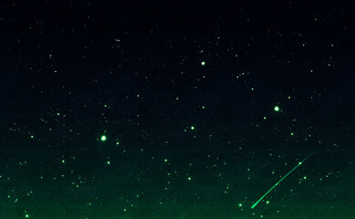 Obraz na płótnie Canvas 流れ星と星空と深緑色の空の背景イメージ素材