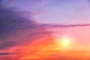Obraz premium Colorful cloudy sky at sunset. Gradient color. Sky texture, abstract nature background