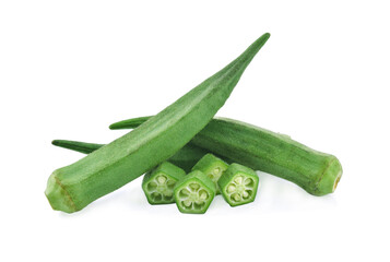 fresh okra isolated on white background