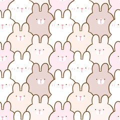 Seamless Pattern of Cute Cartoon Rabbit Illustration Design