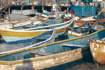 Fototapeta na wymiar Fishing boats ready to sail