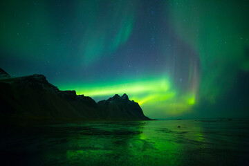 Northern Lights, Stokksnes Peninsula, Hofn, Southern Iceland, Iceland, Europe