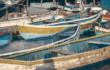 Fototapeta na wymiar Fishing boats ready to sail