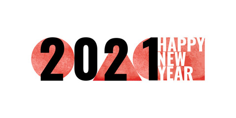 Happy New Year 2021 elegant watercolour design number isolated on white background. Typography  2021 for poster, banner, flyer, placard, greeting card. Vector illustration.
