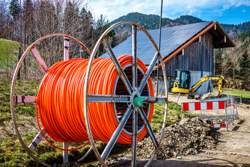 cable drum at a construction site