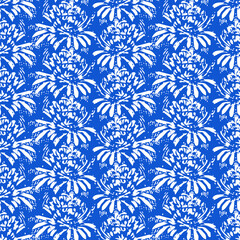 Fototapeta premium blue seamless floral pattern