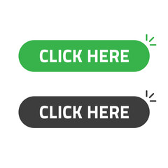 Click here button vector flat cartoon rounded isolated green black color