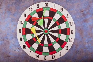 Aim goal, hitting target simply business concept. Dartboard and arrows
