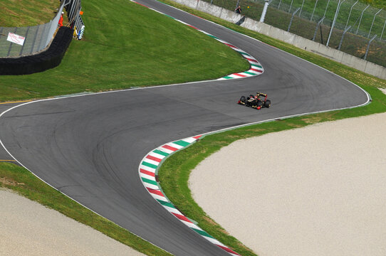 MUGELLO, ITALY - MAY 2012: Romain Grosjean of Lotus Renault F1 drives during testing session in Mugello Circuit, Italy.