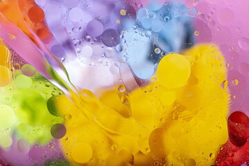 Abstract colorful background. Oil and water drops. Rainbow blurred texture