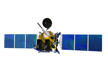 Isolate model of Telecommunication Satellite on white background