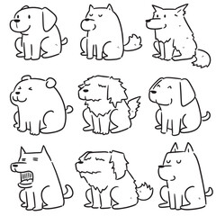 vector set of dog