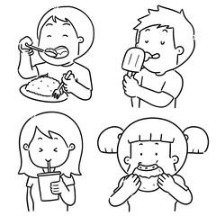 vector set of people eating