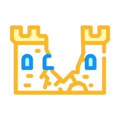 destroyed wall of castle color icon vector illustration