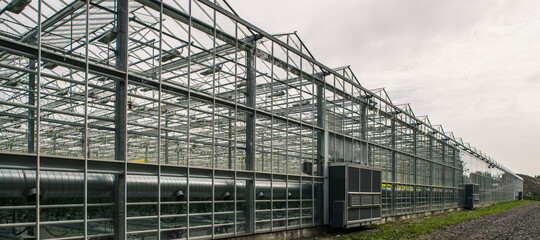 Greenhouses working on bio gas produced from household waste. Recycling. Caring for environment.