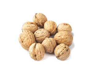 A group of walnuts isolated over white background
