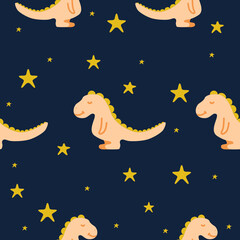 Baby vector seamless background. Dinosaurs pattern. Great for printing on paper or fabric.
