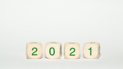 New year 2021 inscription on the cubes