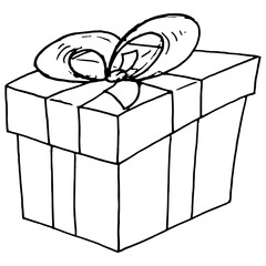 Gift, gift box with bow. Vector illustration of a Christmas box gift.