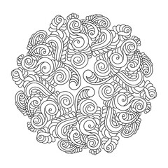 Mandala. Coloring book page . Doodle Linear art. Anti stress for adults and children for relaxing.