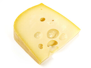 Emmental Cheese Piece on white Background - Isolated