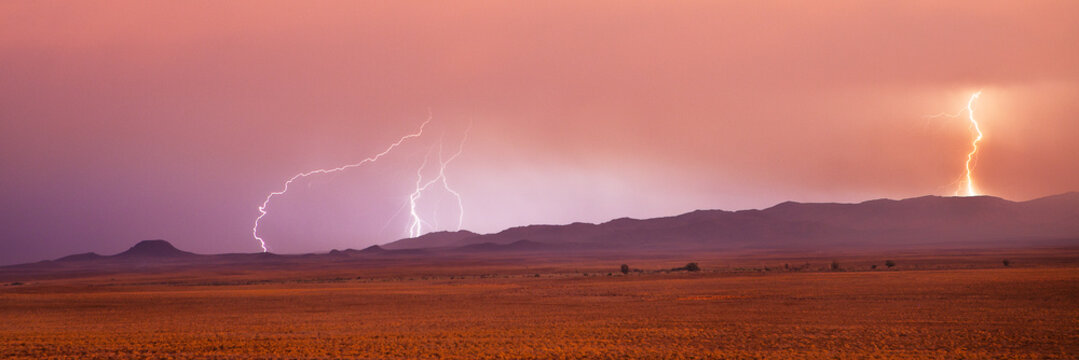 Lightning Strikes Over The Great Karoo