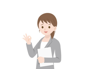 ビジネスウーマン　会社員　スーツ姿の女性　OKサイン