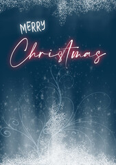 Merry Christmas Greetings Card - Blue Version (21cm x 14,8cm)