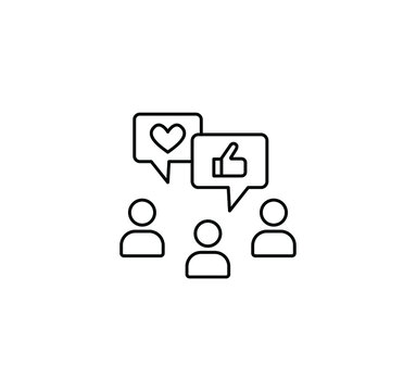 Brand Engagement, Social Media Simple Thin Line Icon Vector Illustration