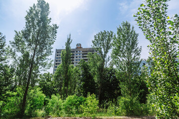 Abandoned buildings of ghost town Pripyat Chornobyl Zone