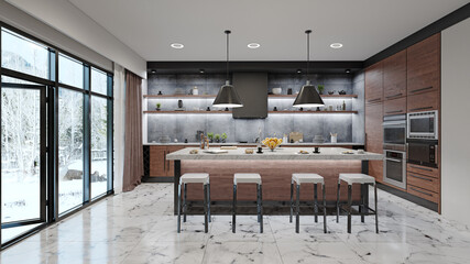 modern kitchen interior.