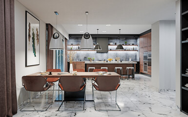 modern kitchen interior.
