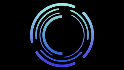 Blue rotating circles animation, empty 10 second countdown frame on a black background 