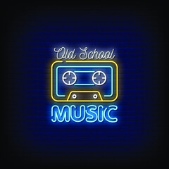 Old School Music Neon Signs Vector