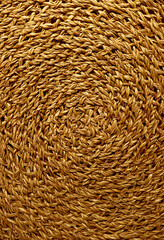 Close up of the texture of woven water hyacinth place mat for abstract background