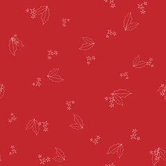 Simple design, graphic element. Floral vector Xmas celebration. Red winter pattern in modern style. - 396815959