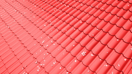 Red tile modern modular roof texture for background or design