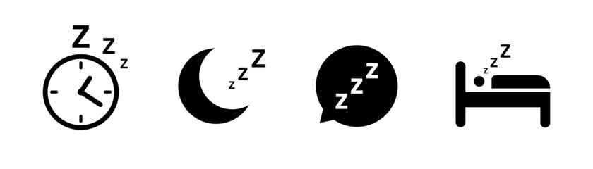 Sleep icon collection. Vector isolated elements. Sleep, rest, dream concept. Sleeping zzz signs. Stock vector.