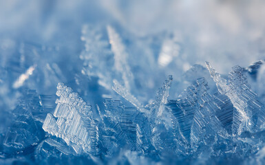 Winter background of ice crystals, icy background