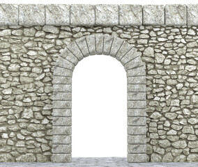 Arch in a stone wall 3d rendering