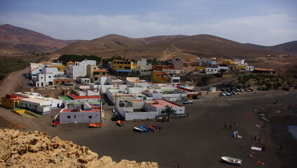 Fototapeta na wymiar Ajuy, a black sand fishing village on the coast of Fuerteventura.