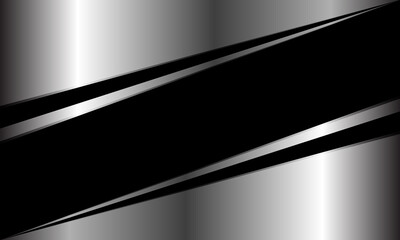 Abstract black banner line slash on silver triangle geometric design modern luxury futuristic background vector illustration.
