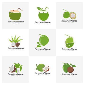 Set of Coconut logo vector template, Creative Coconut logo design concepts, Icon symbol, Illustration